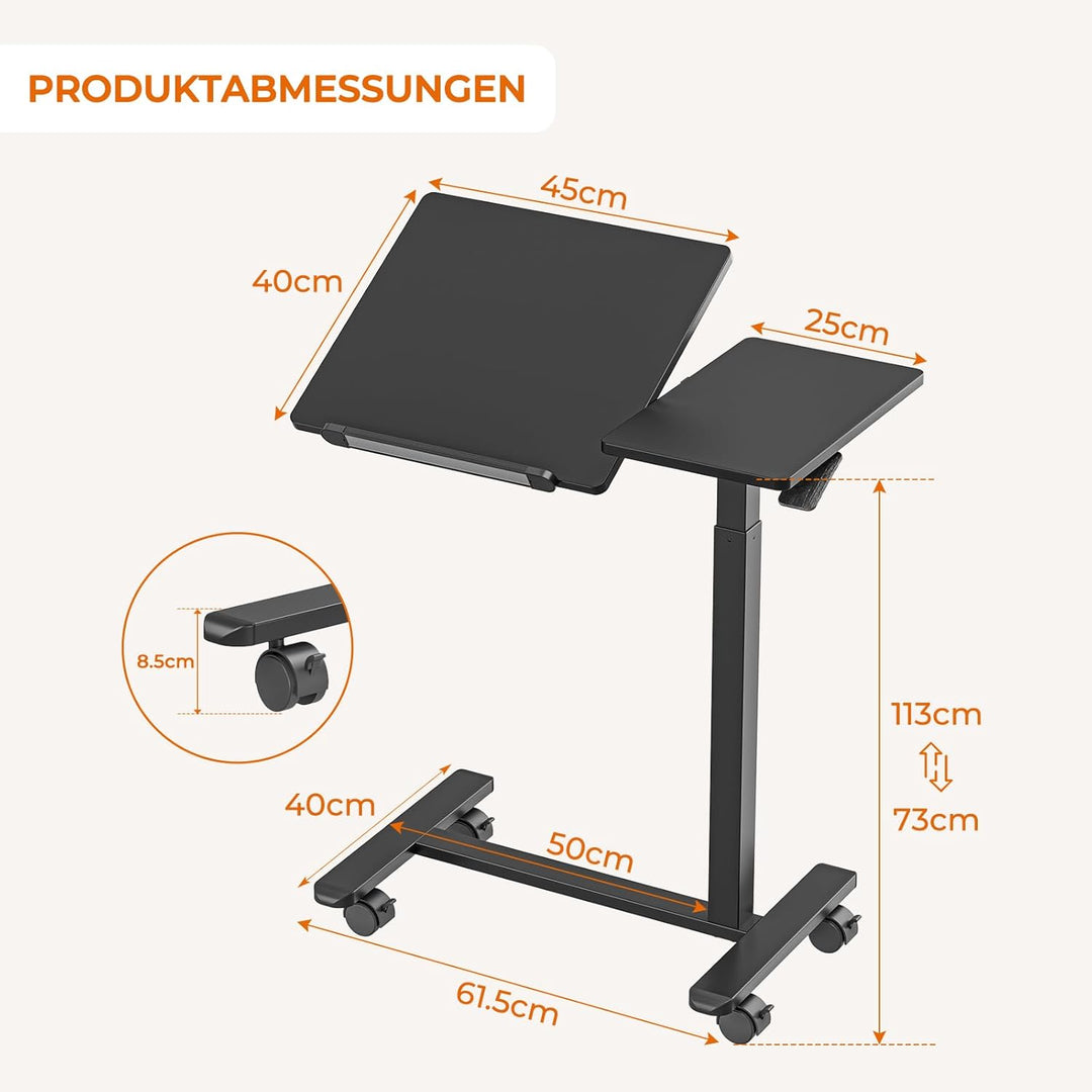 Dripex Beistelltisch höhenverstellbar und neigungsverstellbar mit Rollen, Pflegetisch für Bett, Comp