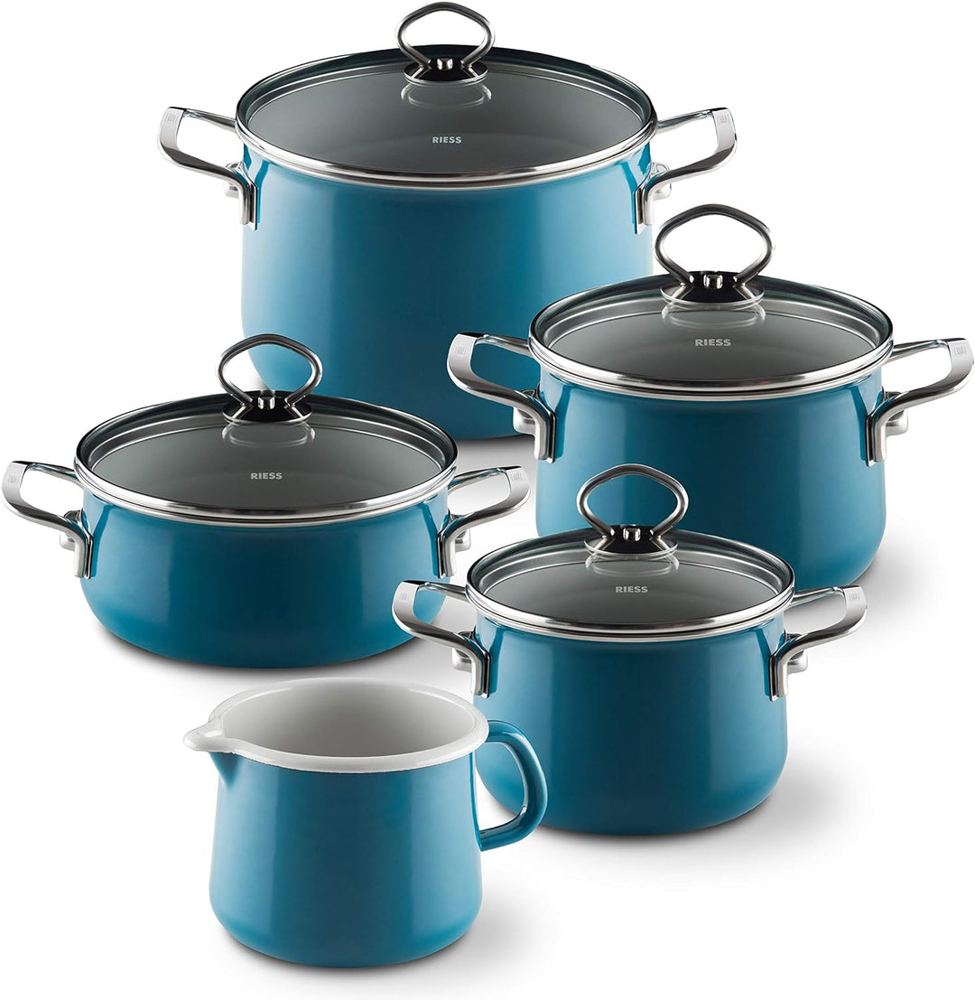 Riess, 0546-010, Spar-Set 5-teilig, NOUVELLE - AQUAMARIN EXTRA STARK, bestehend aus: Fleischtopf mit