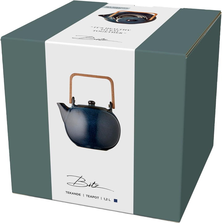 BITZ Teekanne, Kanne aus Steingut/Keramik für Tee, 1,2 Liter, Höhe 20 cm, Dunkelblau 1,2 liter Dunke