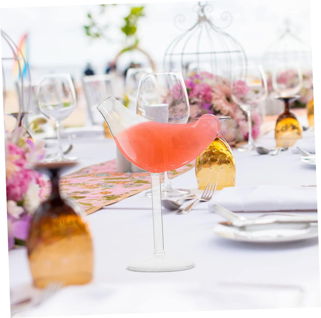 HEMOTON Weinflöten aus Glas, Vogelform, Cocktailglas, transparent, für Champagner, Wein, Trinkkelch,