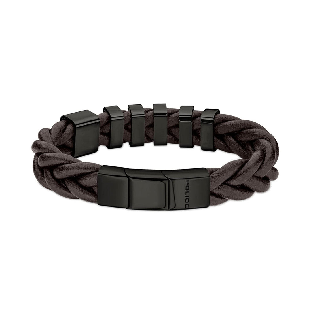 Police Armband für Herren Edelstahl Gear Dunkelbraun PEAGB2211526