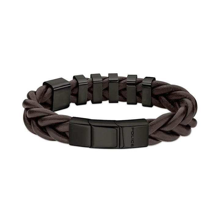 Police Armband für Herren Edelstahl Gear Dunkelbraun PEAGB2211526