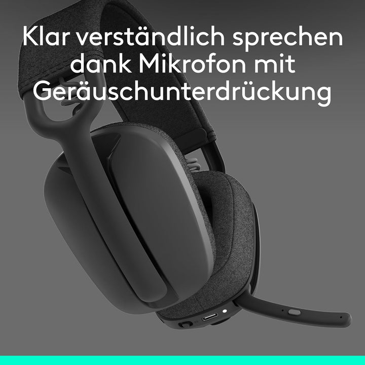 Logitech Zone Vibe 100 Leichte, kabellose Over-Ear-Kopfhörer mit geräuschunterdrückendem Mikrofon, M