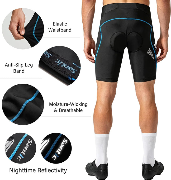 Santic Radlerhose Herren Kurz mit Sitzpolster Radhose Herren Kurz Fahrradhose Herren Gepolstert Rads