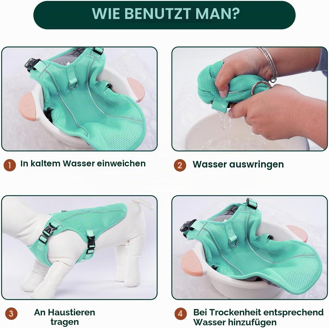 Kuoser Hund Kühlweste, Kühlweste für Hunde zur Abkühlung im Sommer, Atmungsaktive Hundekühlweste mit