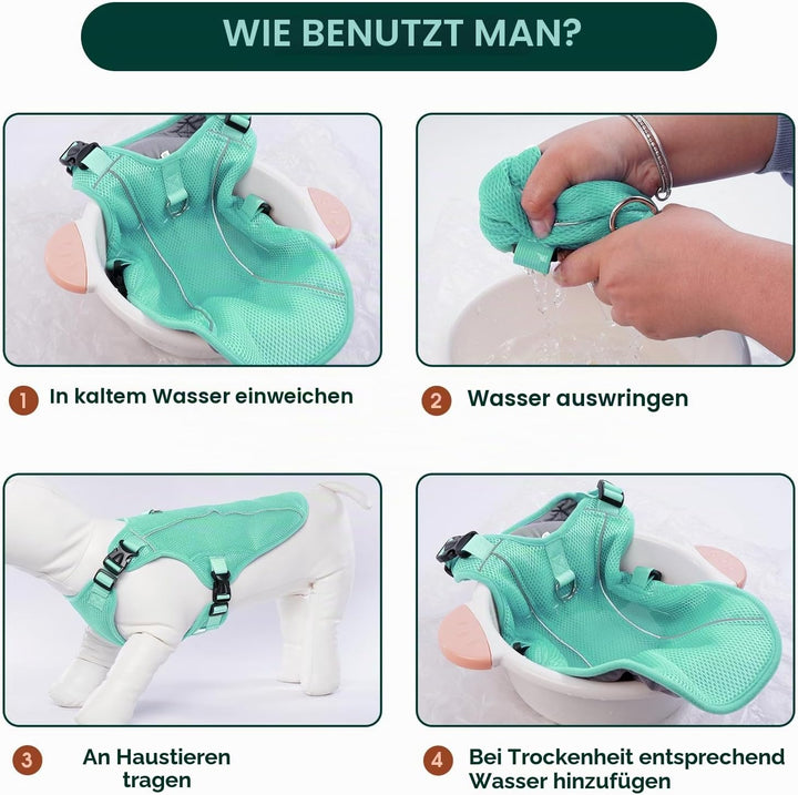 Kuoser Hund Kühlweste, Kühlweste für Hunde zur Abkühlung im Sommer, Atmungsaktive Hundekühlweste mit