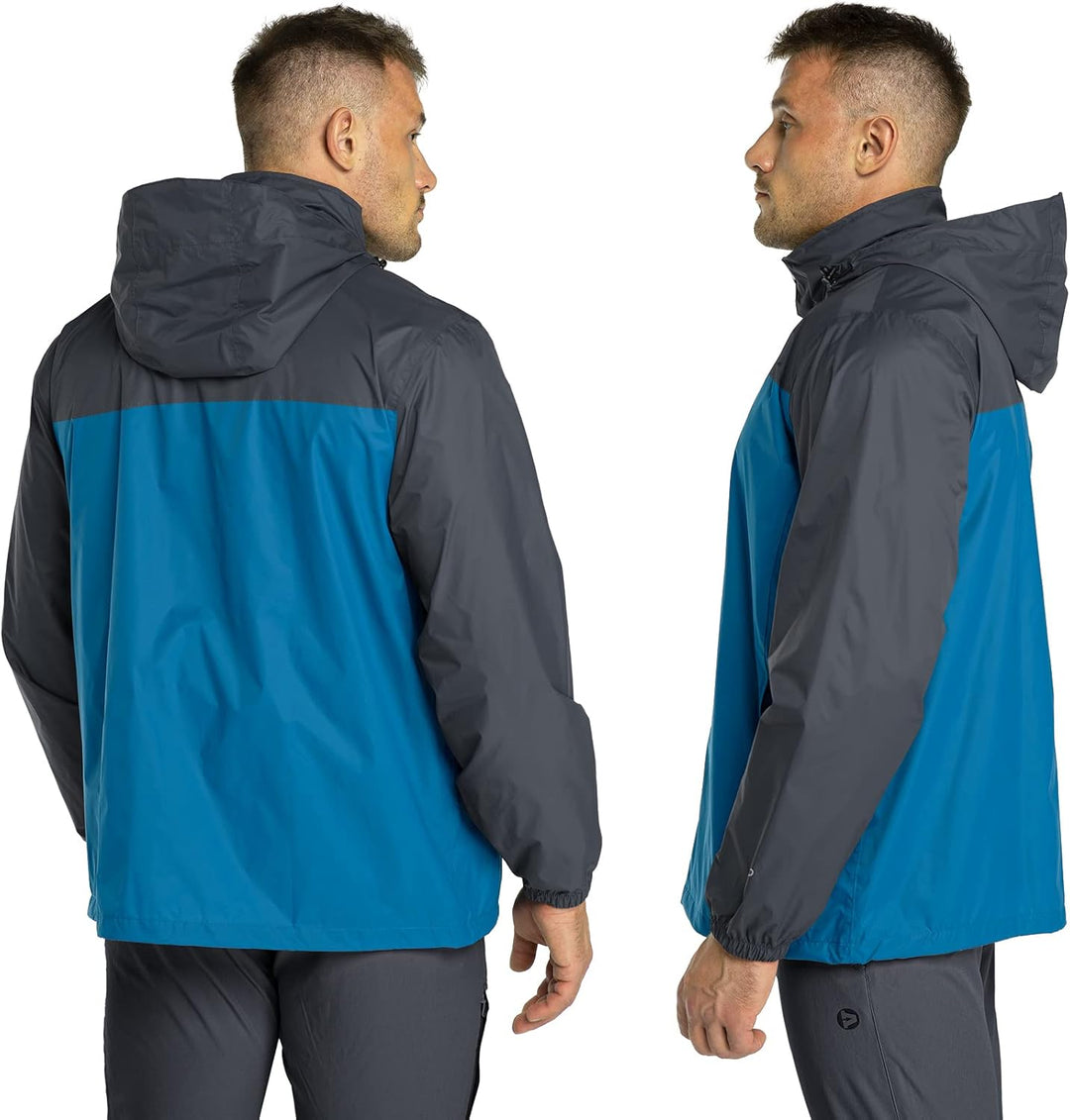 33,000ft Regenjacke Herren Leicht Wasserdicht Faltbare Regenmantel mit Kapuze Fahrrad Rain Windbreak