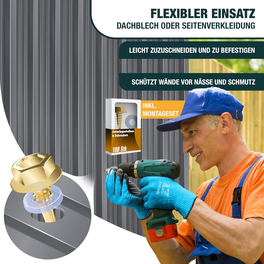 KESSER® 14x Profilblech Trapezblech 110cm x 46cm = 7 m² - Dachblech für Gerätehaus, Dachplatten Verz