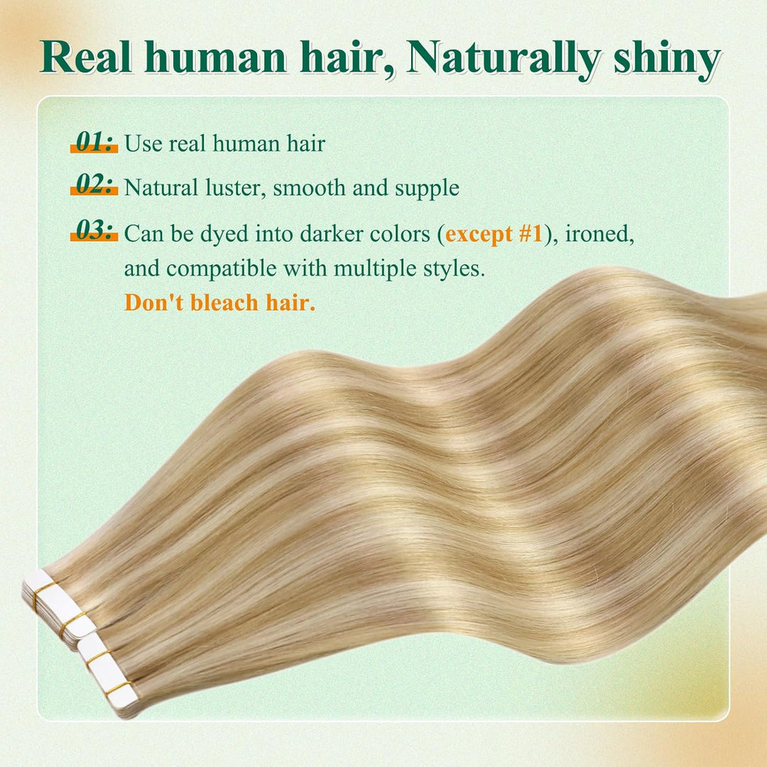 Easyouth Tape in Extensions Echthaar Ombre Extensions Tape in Echthaar 24 Zoll 50g Farbe Honigblond