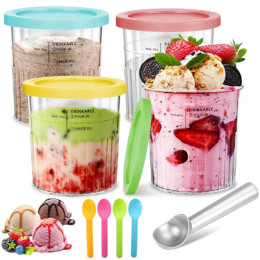 4 Stück 24oz Creami Behälter, Kompatibel mit NC500 NC501 Series, BPA-Frei & Spülmaschinenfest, Cream