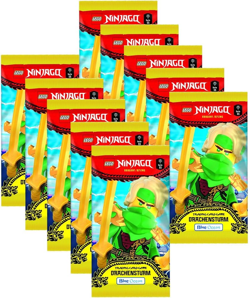 Bundle mit Blue Ocean Lego Ninjago Trading Cards - 10 Booster + Exklusive Collect-it Hüllen (Ninjago