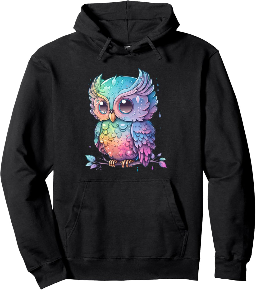 Bunte Eule mit grossen Augen Pullover Hoodie