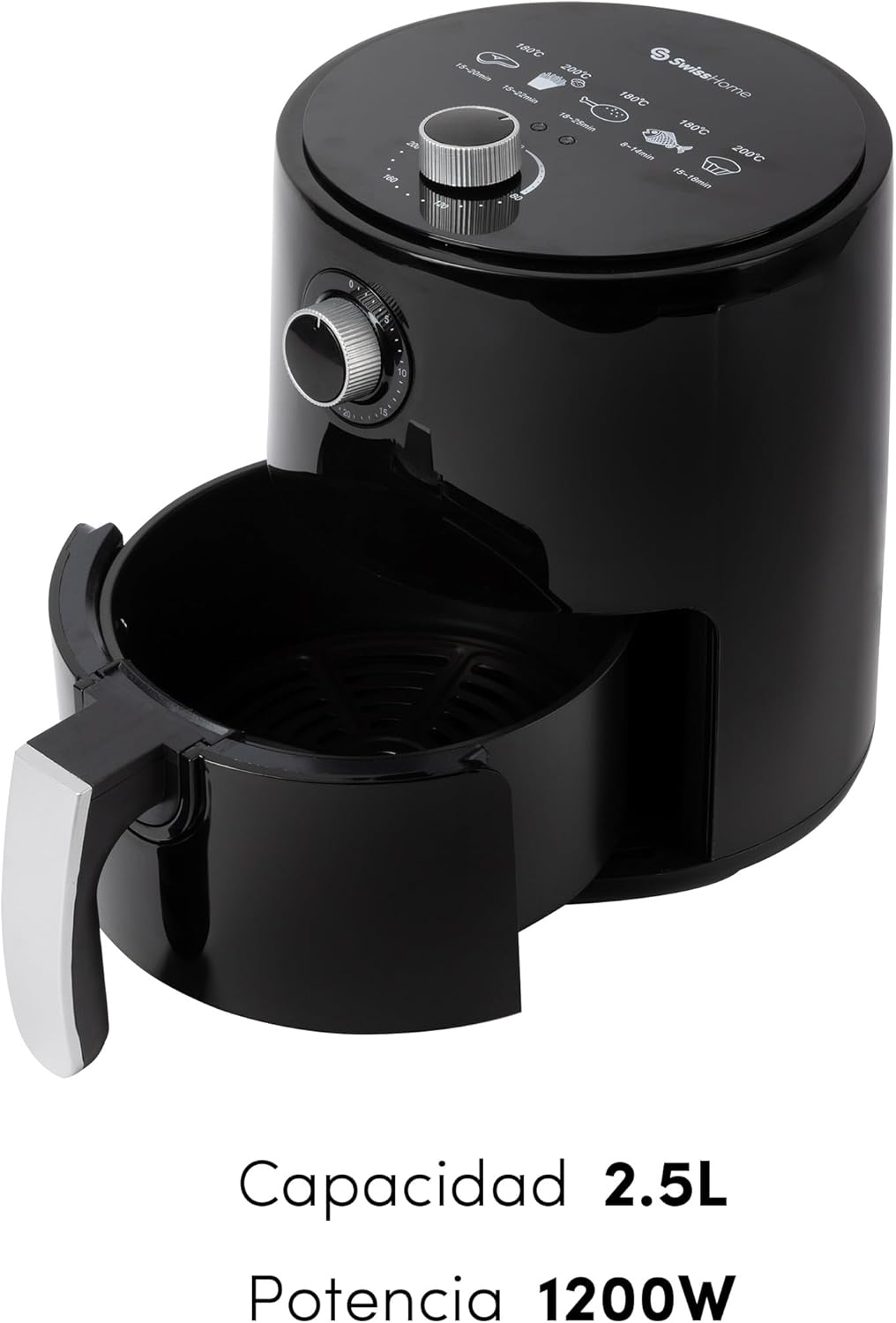 Z SwissHome PETIT - Heissluftfritteuse 2.5L 1200W - Temperatur 80-200°C - Timer 30 Min - Herausnehmb