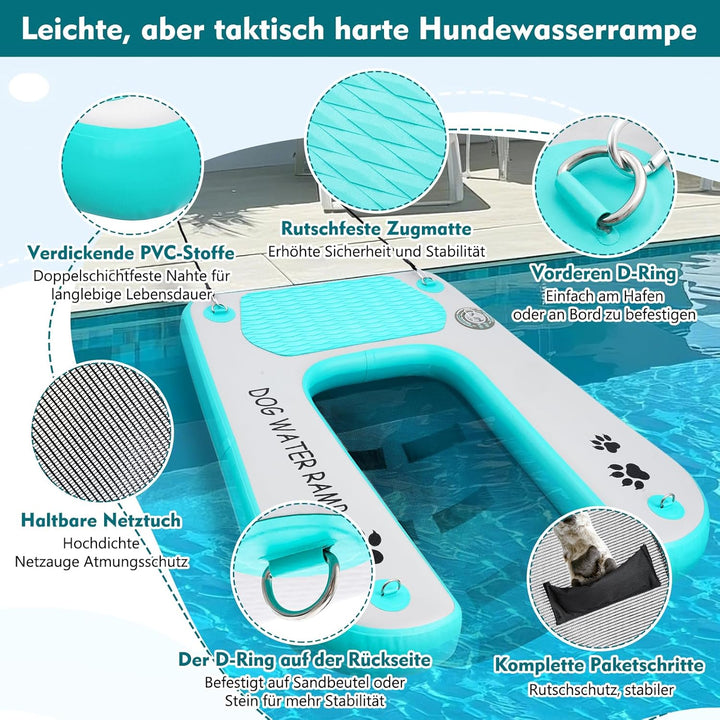 Hundewasserrampe Extra Breite Wasserrampe Pool Leiter, Float Welpen Planke für Pool, Dock & Boot, Hu