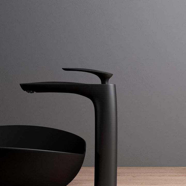 Mai & Mai Armatur Wasserhahn Bad Schwarz matt WAM-7201 | Waschbeckenarmatur 28cm hoch | Badinstallat