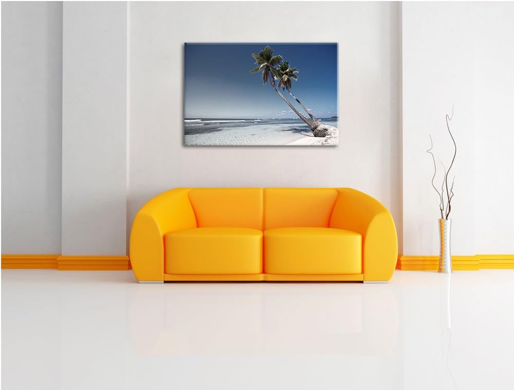 zwei Palmen ragen über das Wasser schwarz/weiss Format: 100x70 auf Leinwand, XXL riesige Bilder fert