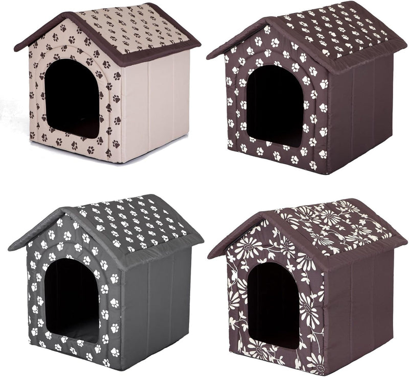 Hobbydog R1 BUDSWL4 Doghouse R1 38X32 cm Grey with Paws, XS, Gray, 600 g Gray XS, Gray XS