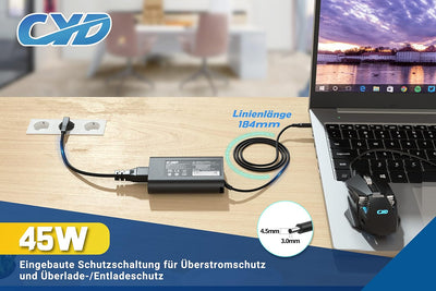 CYD 19.5V 2.31A 45W Notebook-Netzteil für Dell-Ladekabel-Laptop Inspiron 11 13 14 17 15 3000 5000 70