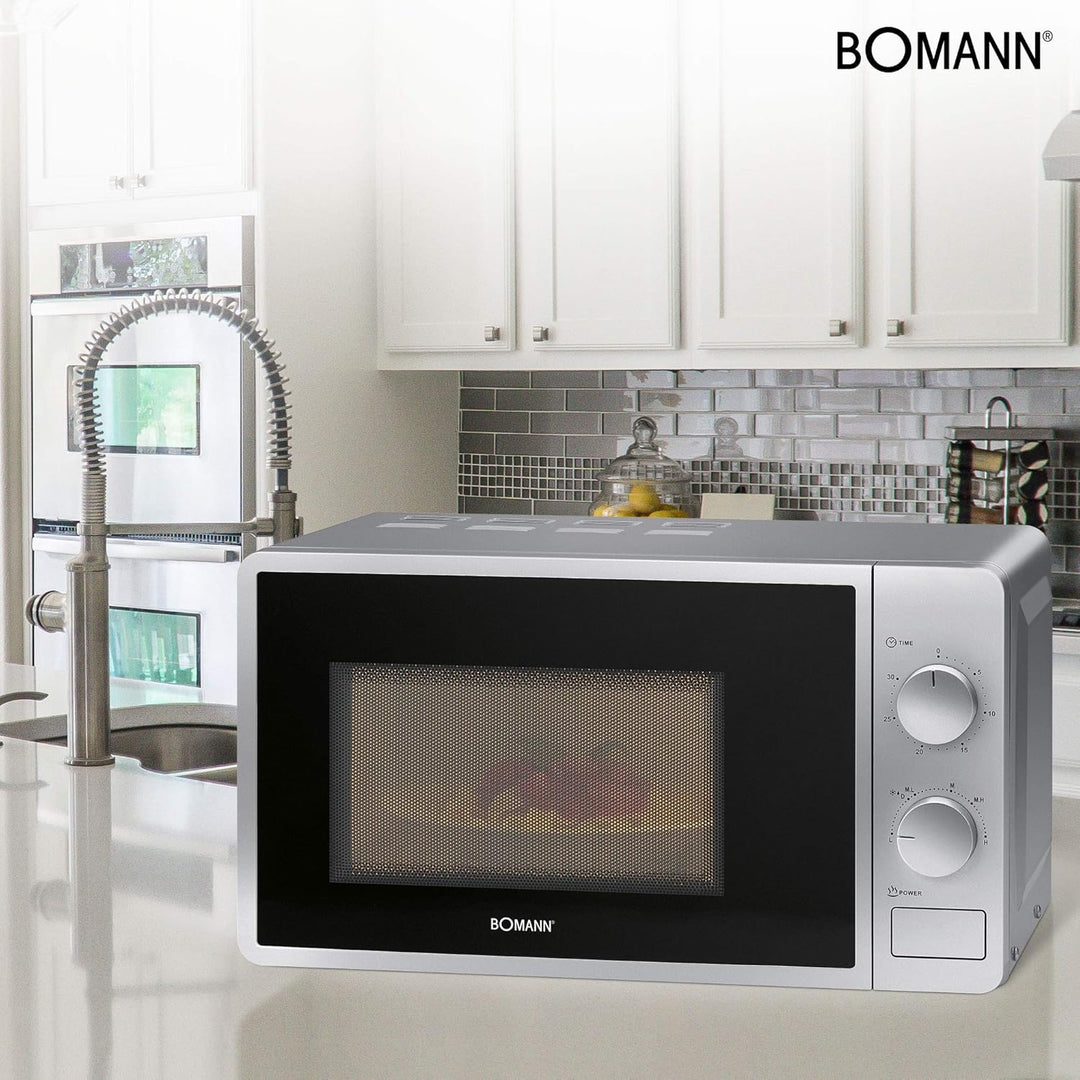 Bomann® Mikrowelle | 700 Watt | 6 Stufen | 20 Liter Garraum | 360° Drehteller | Timer mit Endsignal