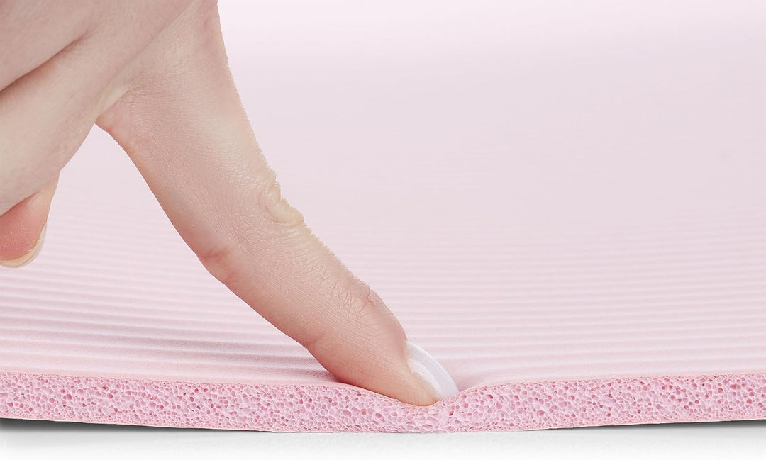 HyperMotion Yogamatte Fitnessmatte NBR 183x61x0,8 cm Rosa, Rutschfest 8 mm, mit Tragegurt und Stretc