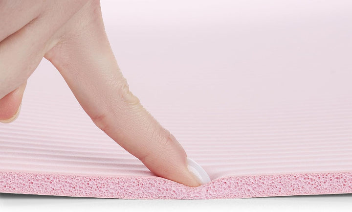 HyperMotion Yogamatte Fitnessmatte NBR 183x61x0,8 cm Rosa, Rutschfest 8 mm, mit Tragegurt und Stretc