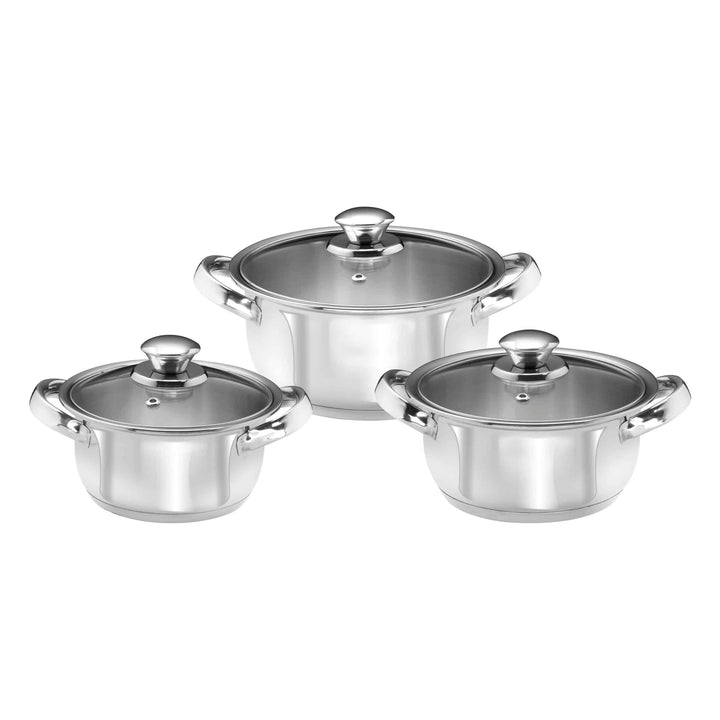 King T2252S Kochtopfset Trio mit Deckel, Edelstahl, 16, 18 und 20 cm, 3-teilig