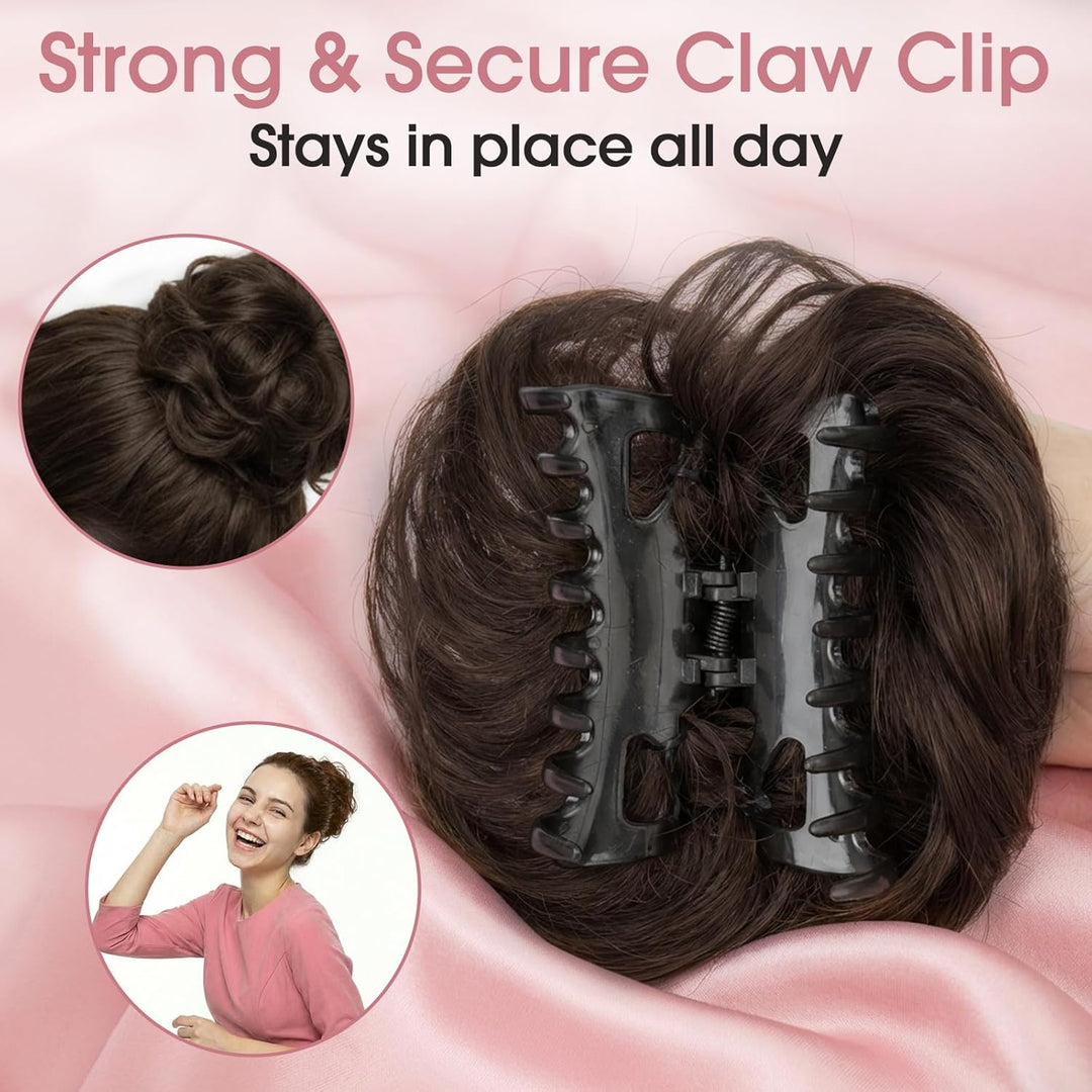 S-noilite Echthaar Messy Bun mit klammer Natürliches Haarteil für Dutt und Hochsteckfrisuren - Claw