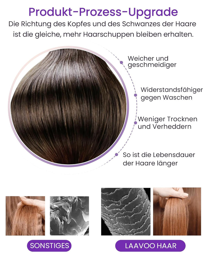 LaaVoo Tape Extensions Echthaar 40cm Dunkel Braun Balayage Mittel Braun Ombre Hell Goldbraun Remy Ta