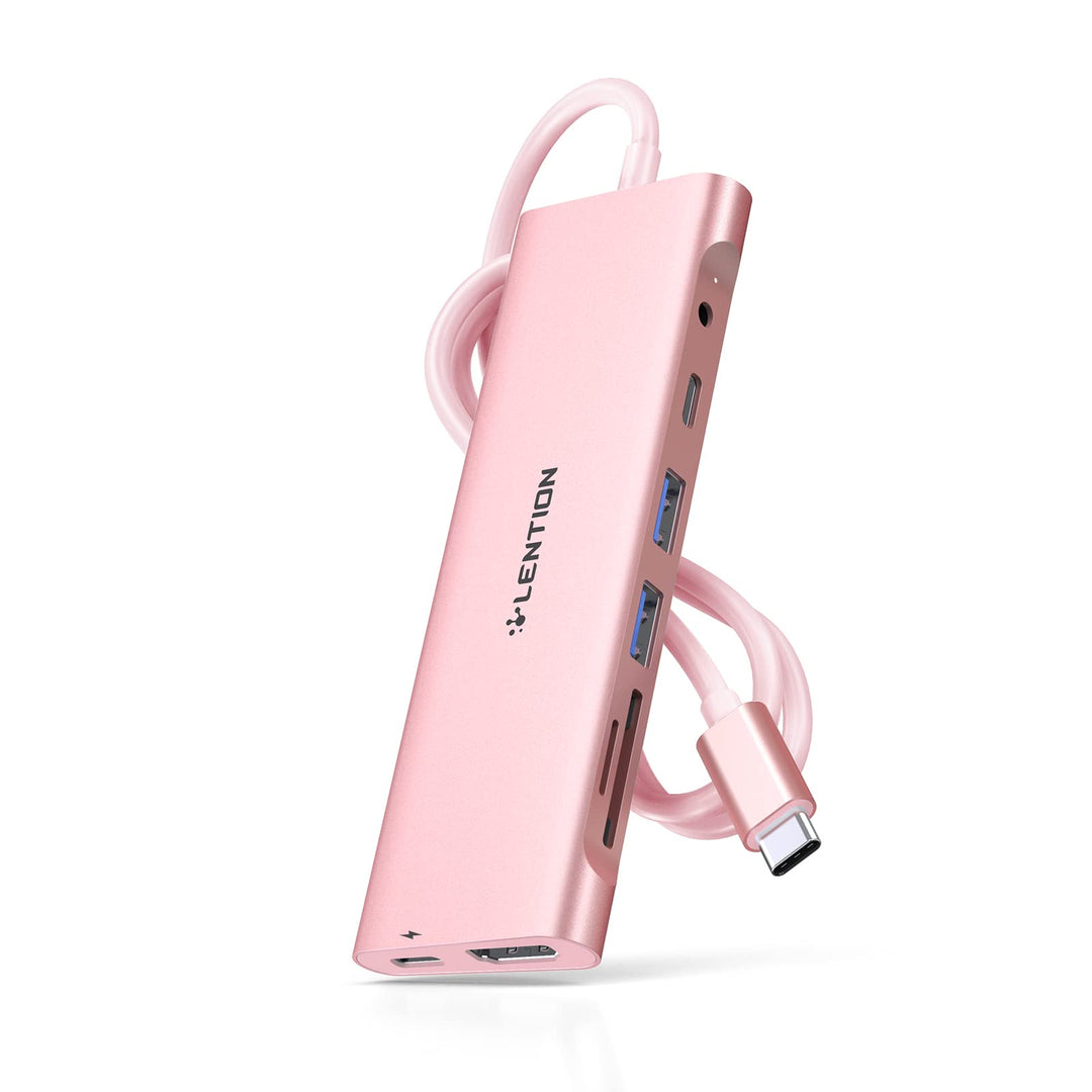 LENTION USB C Hub langes Kabels mit 4K HDMI, USB 3.0, USB-C Datei, SD & Micro SD Kartenleser, AUX, 6