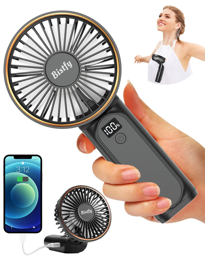 Handventilator Tragbarer, Mini Ventilator 5200mAh Handventilator Akku Aufladbar, Starker Leise 6 Ges