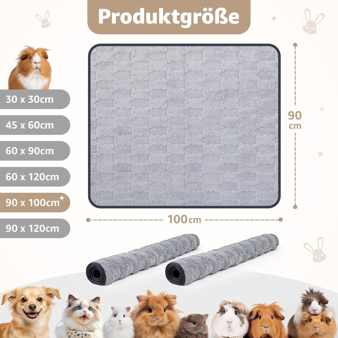 100x90cm Pipipads für Meerschweinchen & Pipi Matte für Kaninchen - Waschbare, saugstarke Unterlage m