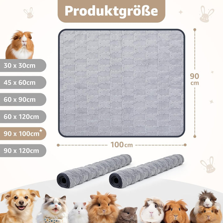 100x90cm Pipipads für Meerschweinchen & Pipi Matte für Kaninchen - Waschbare, saugstarke Unterlage m