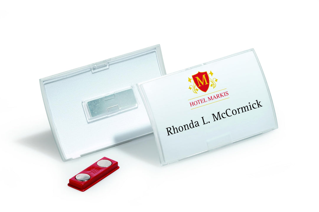 Durable Namensschild Click Fold, mit Magnet, 54 x 90 mm, 70% recycl. PP, Packung à 10 Stück, 821519,
