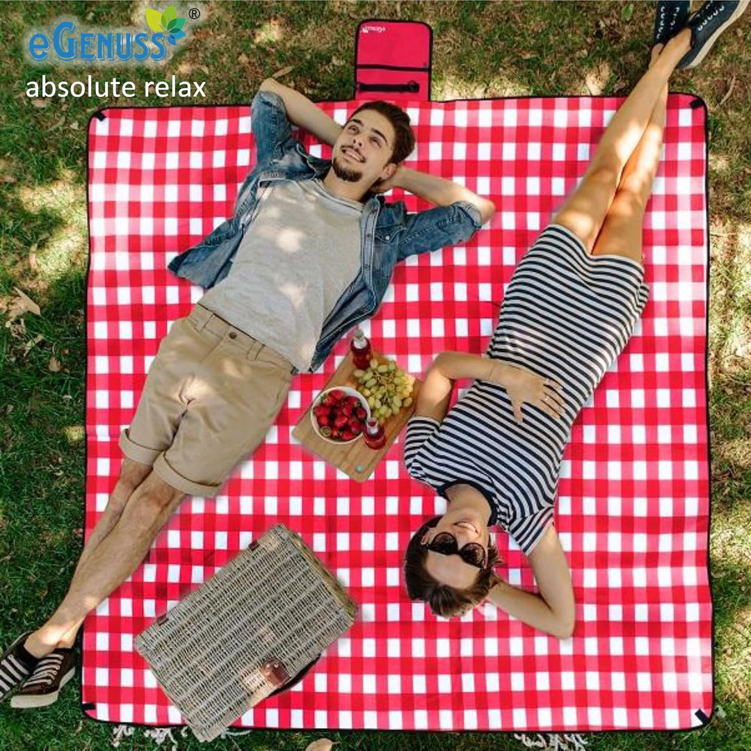 eGenuss 2 Sets Picknickdecke 200x200 cm wasserdicht isolierend abwaschbar faltbar kleines Packmass |