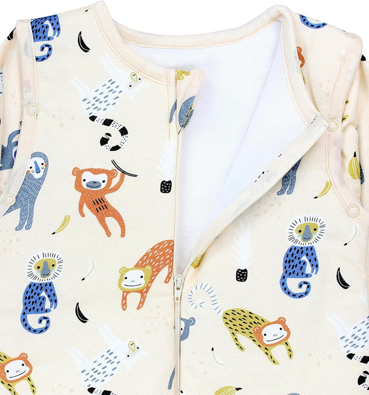 Schlafsack mit Füssen aus Bio-Baumwolle – Baby Schlafsack 2.5 TOG mit Beinen & Ärmeln, OEKO-TEX, Aff