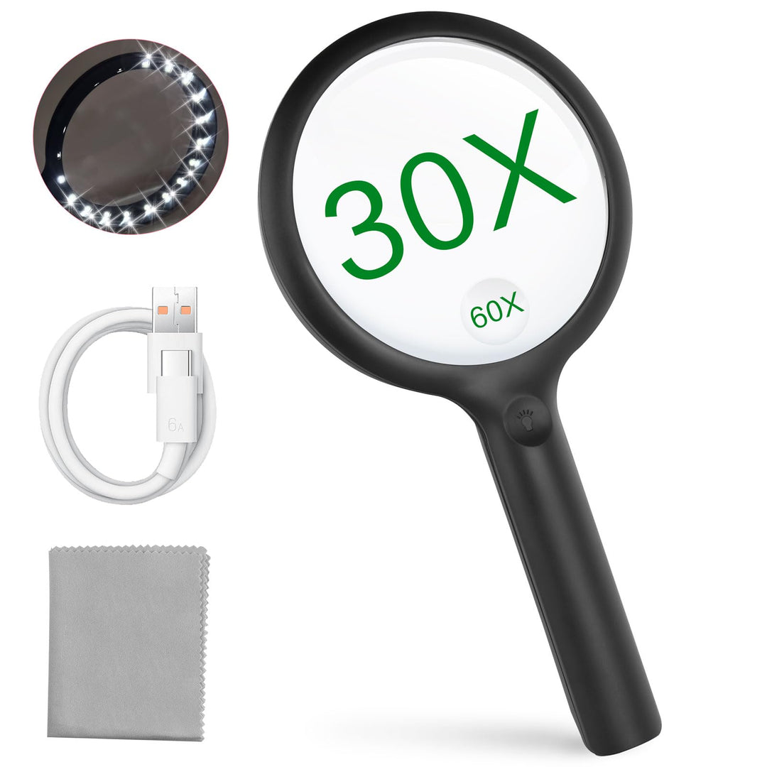 Lupe mit Licht,Leselupe mit Licht für Senioren Gross,3 Lichtmodi USB Wiederaufladbar,Beleuchtete Lup