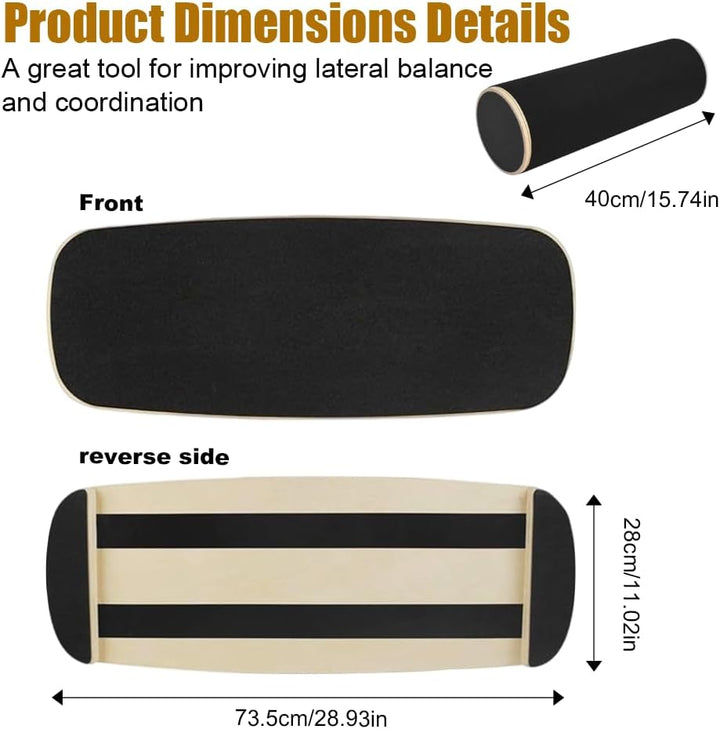 Balance Board, Holz-Gleichgewichtsboard mit verstellbaren Stoppern und Korkrolle – Ideal für Hockey,