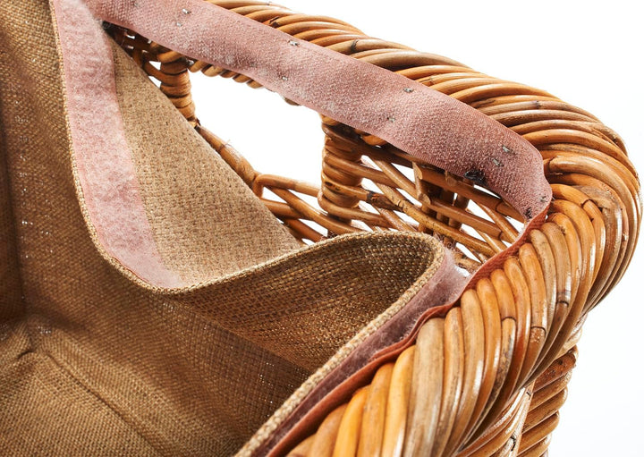 Holztrage Holzkorb für Kaminholz - Rattan Lacak mit abnehmbarem Leinenstoff Braun
