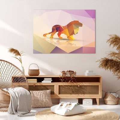 Bilder auf Leinwand 100x70cm Leinwandbild Löwe Illustration modern Gross Wanddeko Bild Schlafzimmer