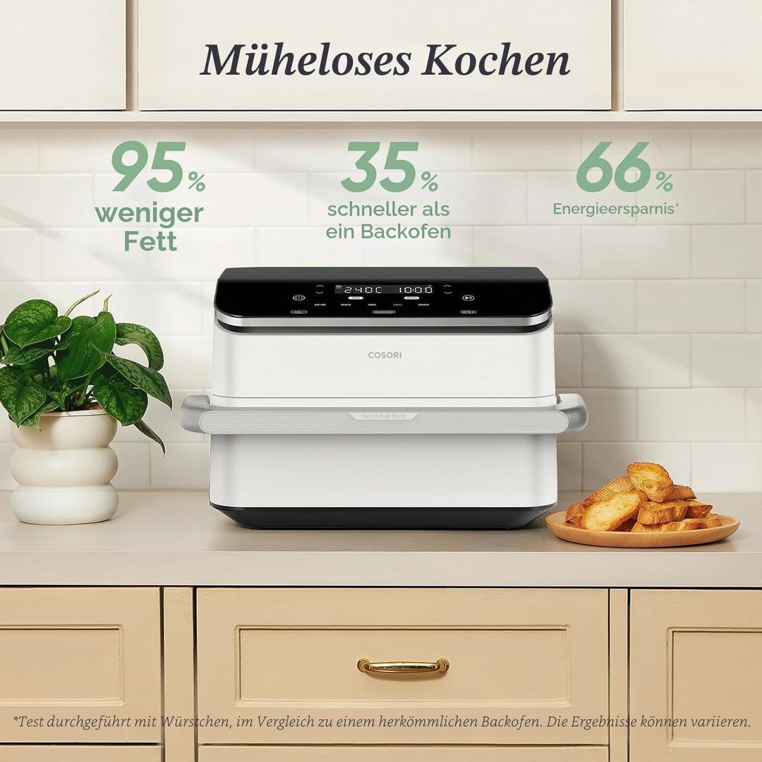 COSORI Air Fryer 10 l Twinfry, Fritteuse ohne Öl, 5-in-1, Dual Zone Airfryer mit abnehmbarem Trenner