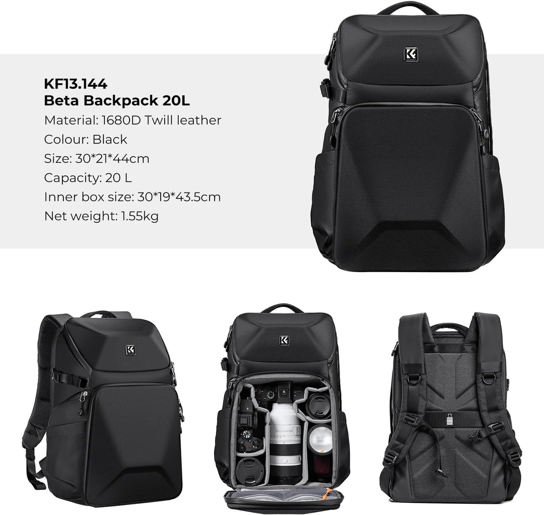 K&F CONCEPT Kamerarucksack, Fotorucksack Wasserdicht Spiegelreflex DSLR Camera Bag für Spiegelreflex