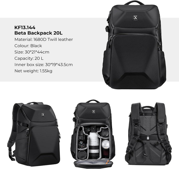K&F CONCEPT Kamerarucksack, Fotorucksack Wasserdicht Spiegelreflex DSLR Camera Bag für Spiegelreflex