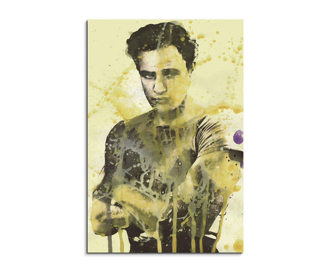 Marlon_Brando_Young_90x60cm Splash Art Paul Sinus Aquarell, Gemälde, Kunstbild auf Leinwand