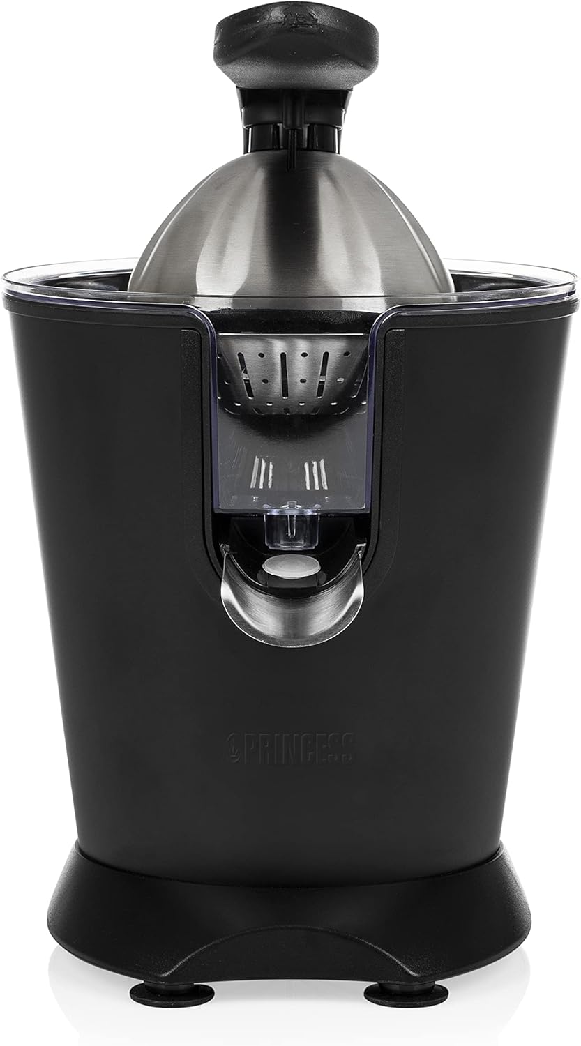 Princess Black Steel Zitruspresse - professioneller Hebelarm, 160 Watt, Antirutschfüsse, Universalau