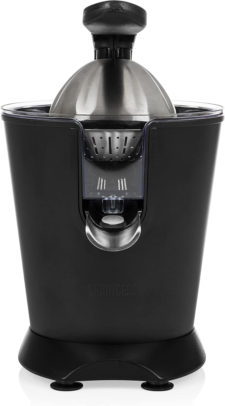 Princess Black Steel Zitruspresse - professioneller Hebelarm, 160 Watt, Antirutschfüsse, Universalau