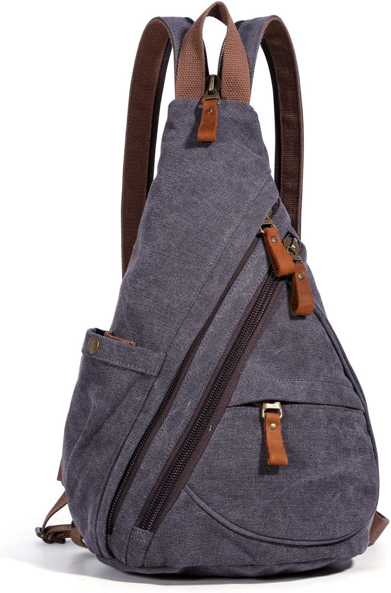 KL928 Canvas Sling Bag Rucksack Damen und Herren – Schulterrucksack Umhängetasche Crossbag Verstellb