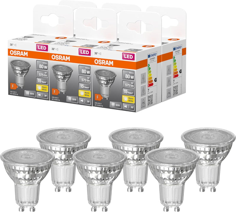 OSRAM LED Star PAR16, Sockel: GU10, Nicht Dimmbar, Warmweiss, Ersetzt eine herkömmliche 80 Watt Lamp