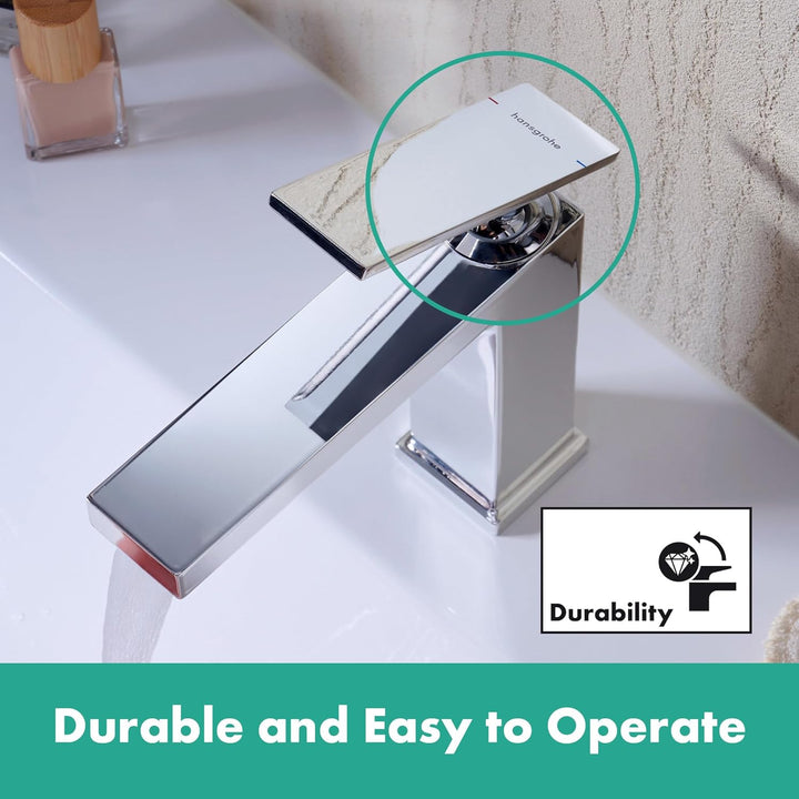 hansgrohe Tecturis E - Waschtischarmatur ohne Ablauf, Wasserhahn Bad mit Auslauf Höhe 117 mm, Mischb