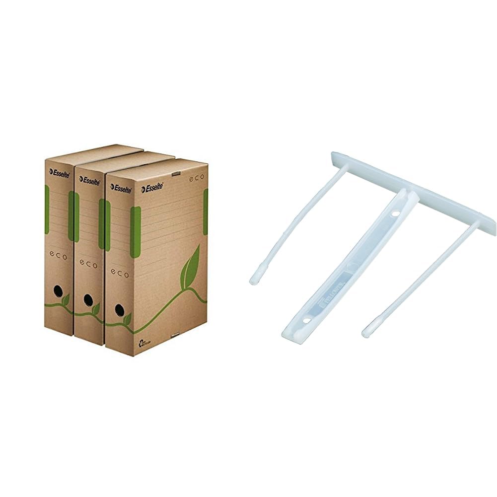 Esselte Eco Archiv-Schachtel, 80 mm Rückenbreite, Aktenkarton A4, 100% recycelte Wellpappe, 25 Stück