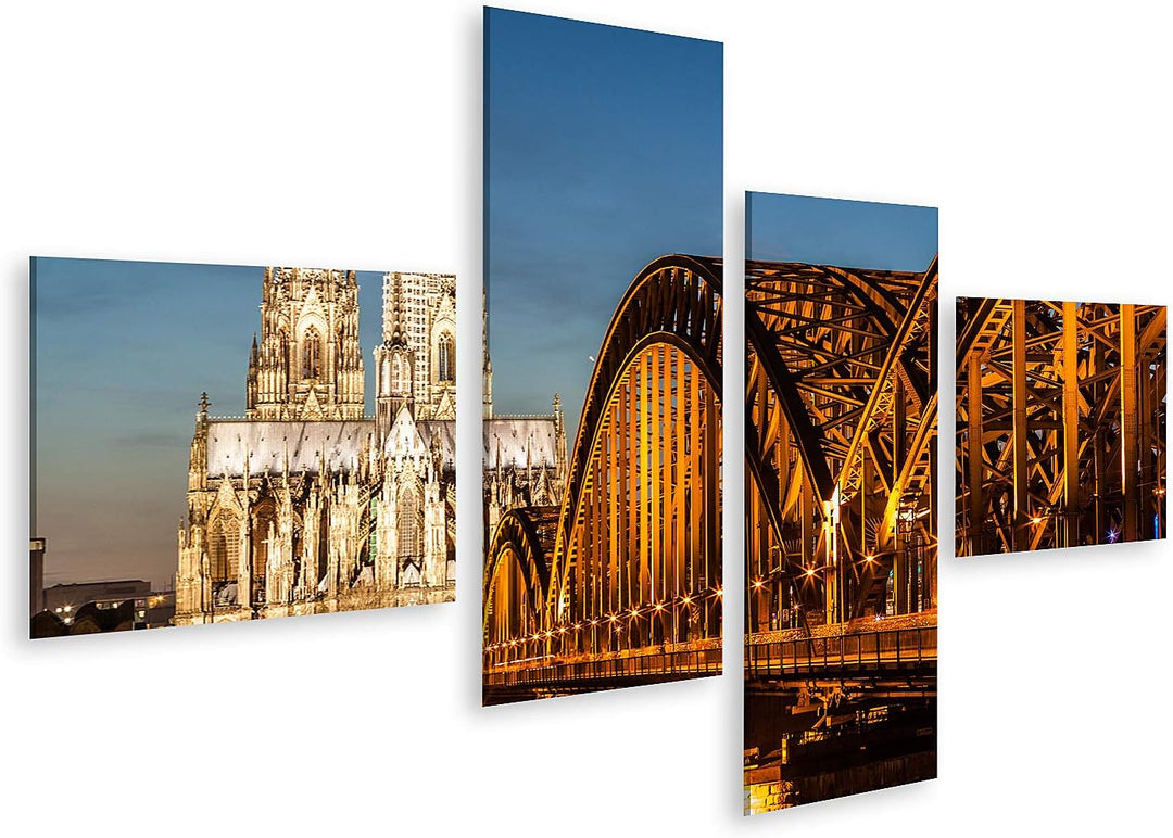 islandburner Bild auf Leinwand Hohenzollernbrücke Und Kölner Dom In Der Abenddämmerung Bilder Wandbi